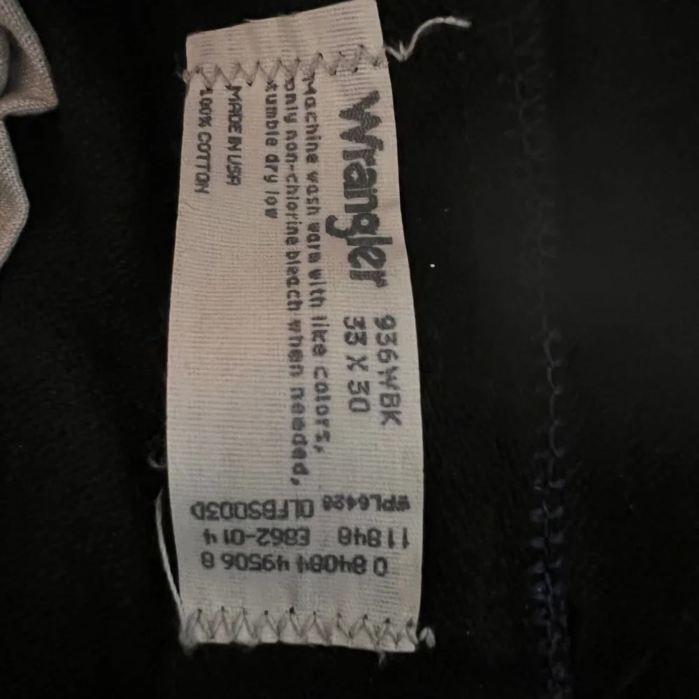 Wrangler 936WBK Cowboy Cut Slim Fit Jeans Mens 33x30 Black Made in USA Denim